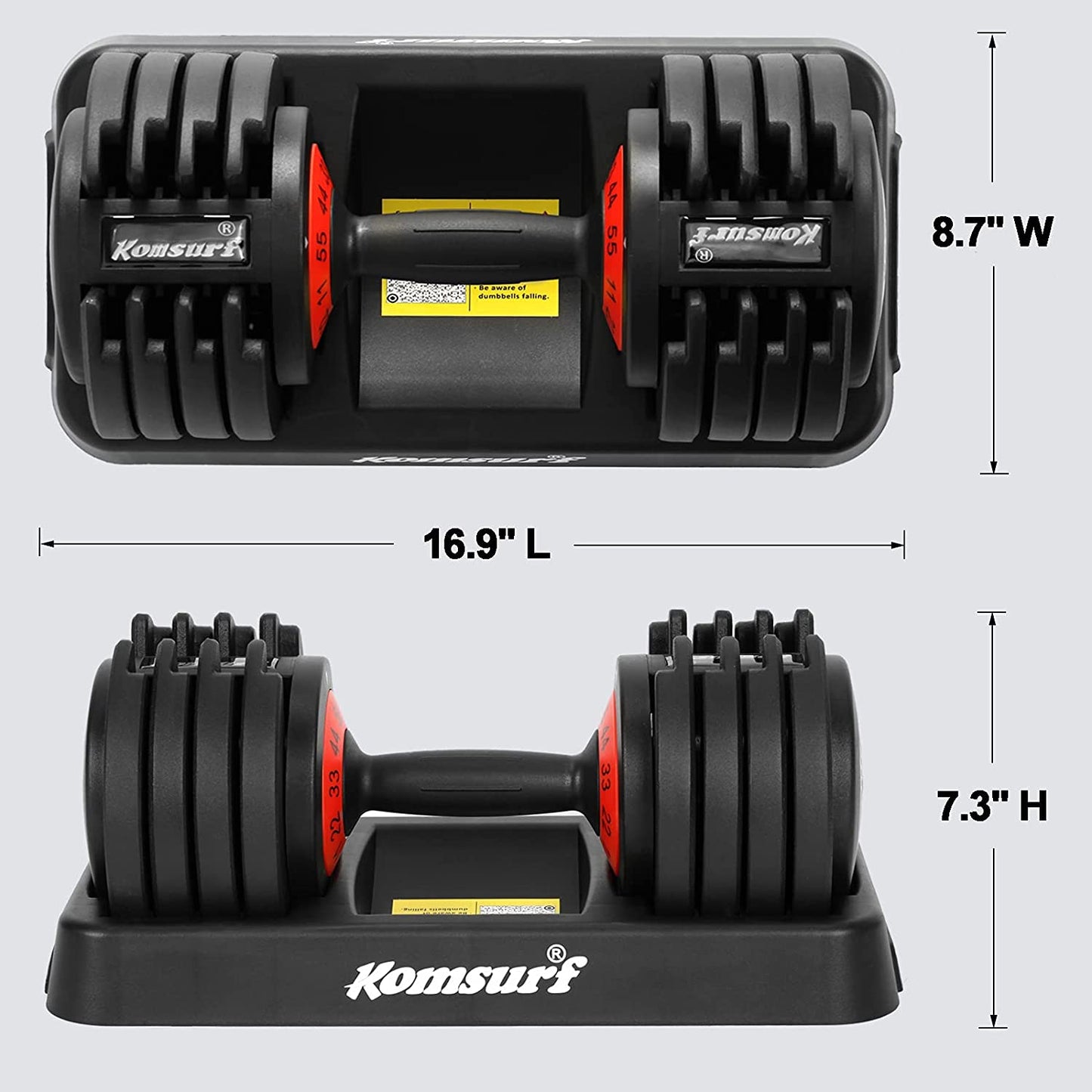 Adjustable Dumbbell, 25/55 Lb Single Dumbbell for Men and Women with Weight Dial Function