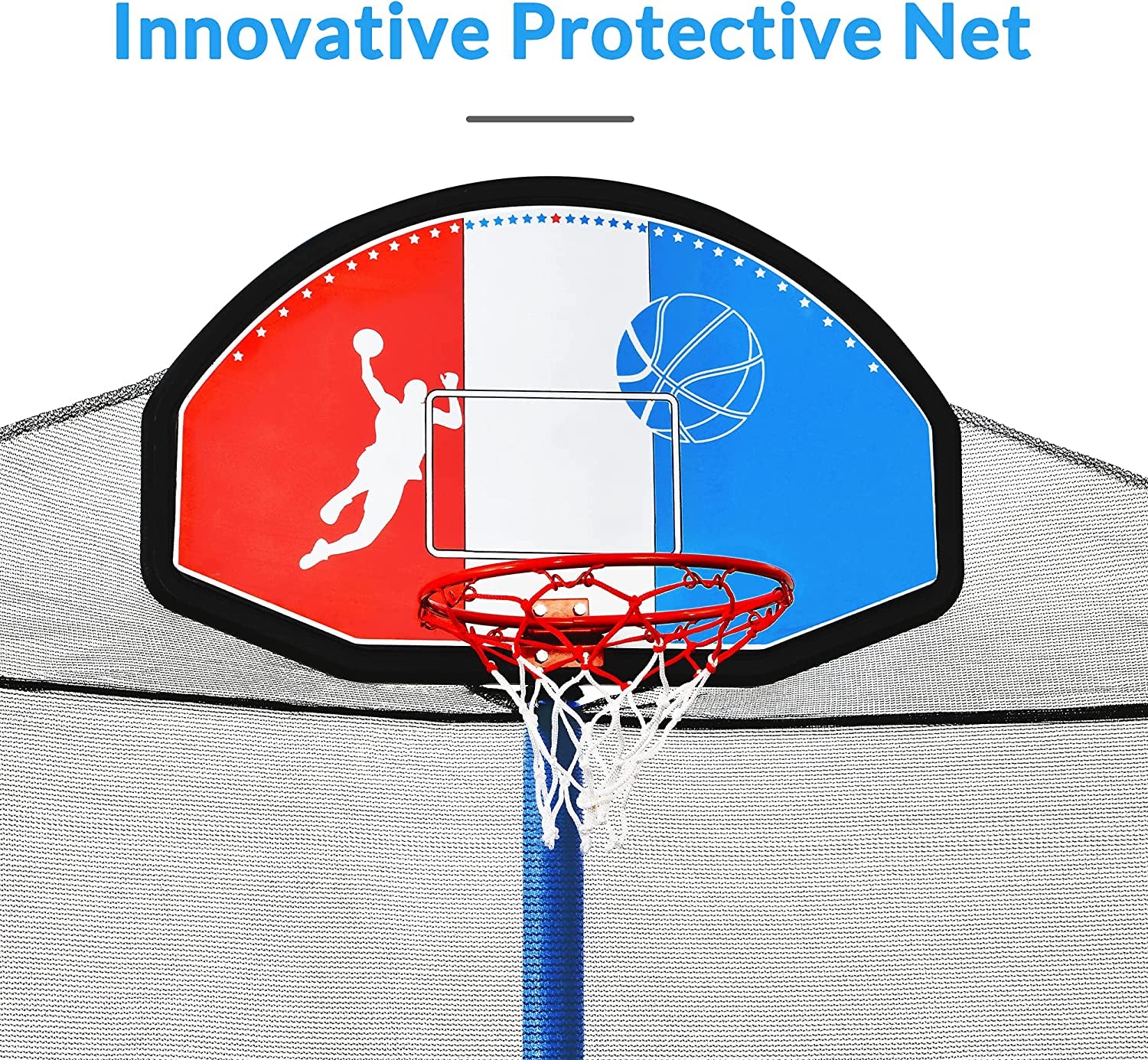 15 FT Trampoline with Safety Enclosure Net, Basketball Hoop and Ladder