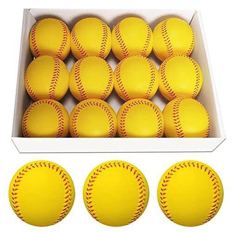 Soft Baseballs, Foam Training Baseball 12 Pack for Kids Yellow Foam Baseball