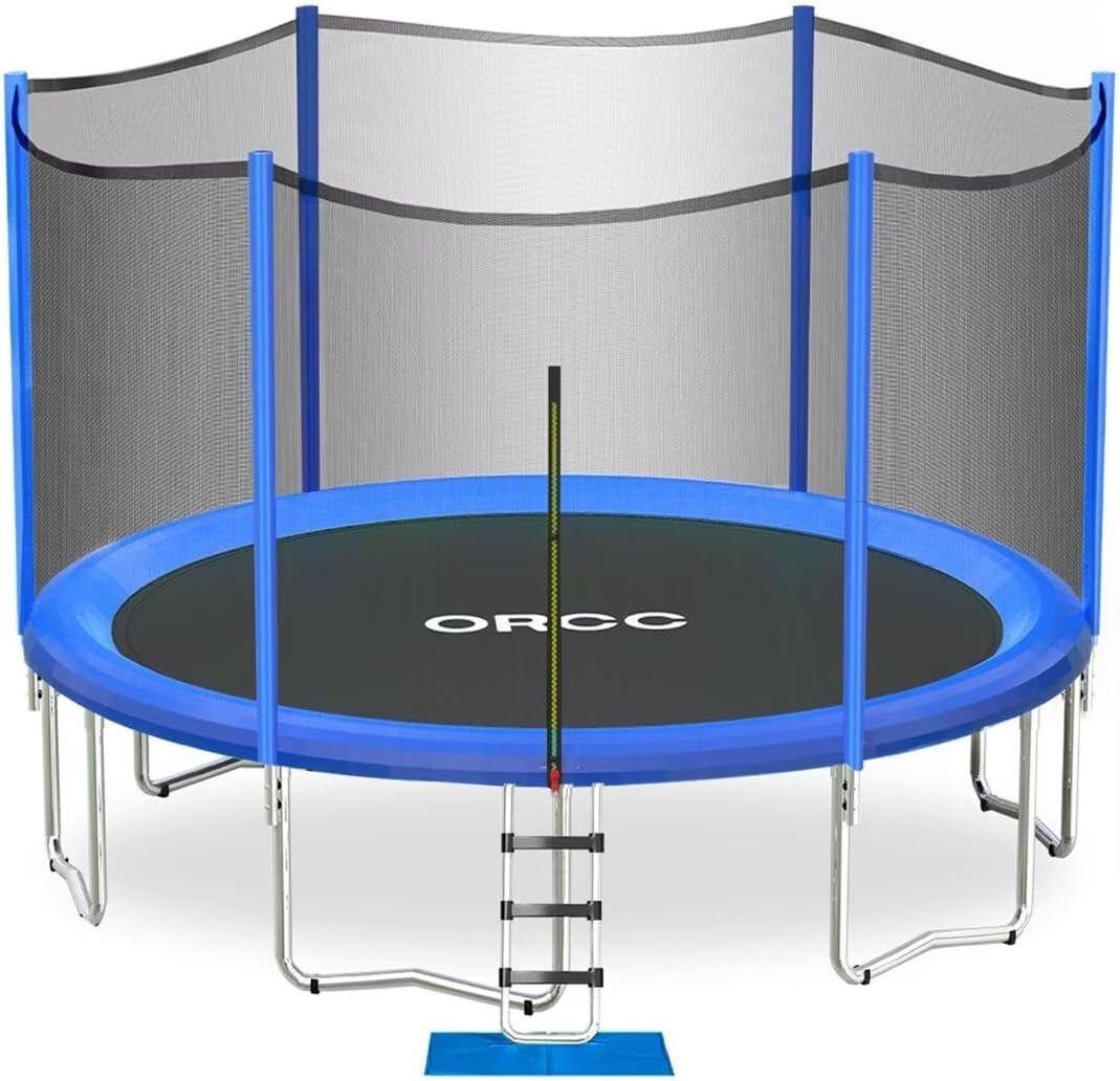 1200LBS Weight Capacity Trampoline for Kids 16 15 14 12 10 8 FT with Safety Enclosure Net Curved Poles for Children