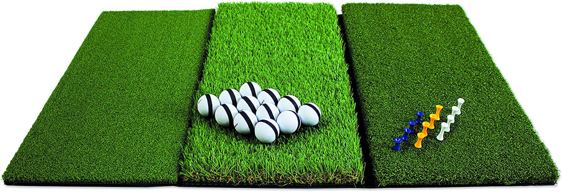 Rukket Tri-Turf Golf Hitting Mat Attack, Portable Driving, Chipping, Training Aids for Backyard with Adjustable Tees