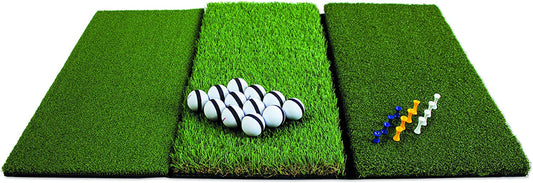Rukket Tri-Turf Golf Hitting Mat Attack, Portable Driving, Chipping, Training Aids for Backyard with Adjustable Tees