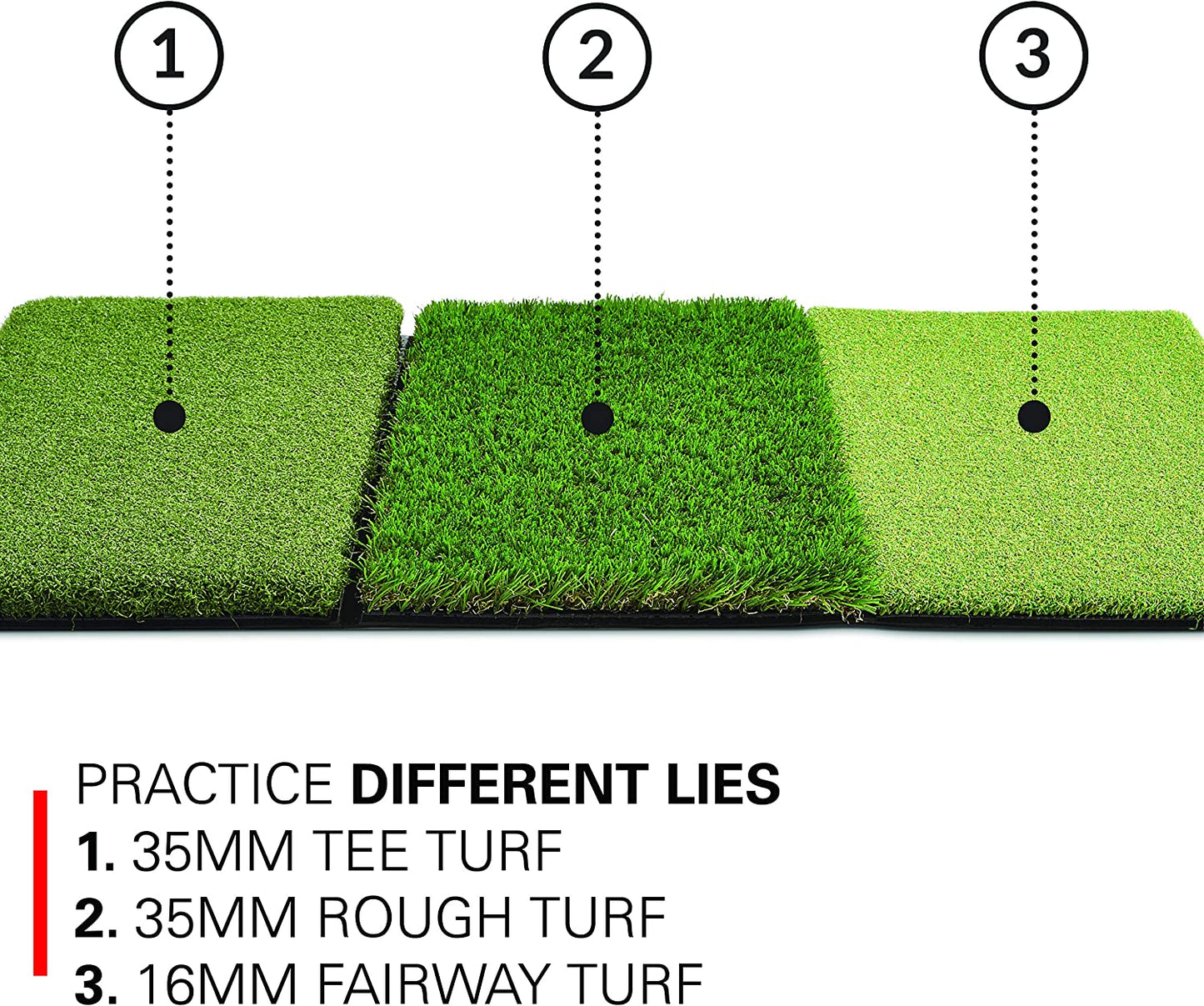Rukket Tri-Turf Golf Hitting Mat Attack, Portable Driving, Chipping, Training Aids for Backyard with Adjustable Tees
