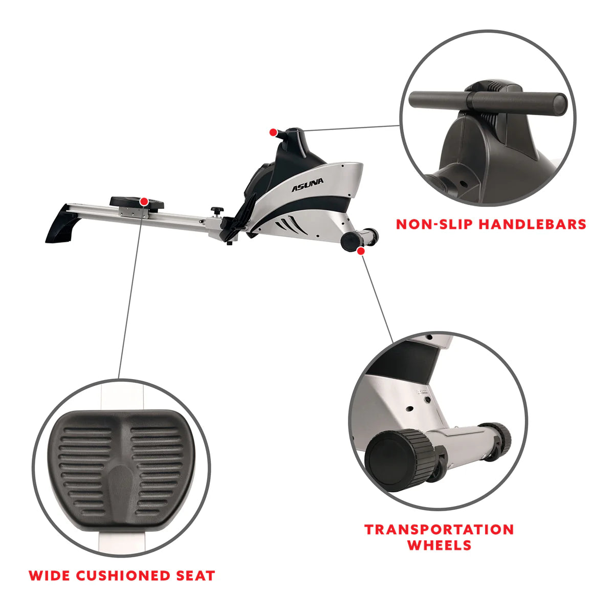 Commercial Folding Rowing Machine Rower W/ Heart Rate Monitor