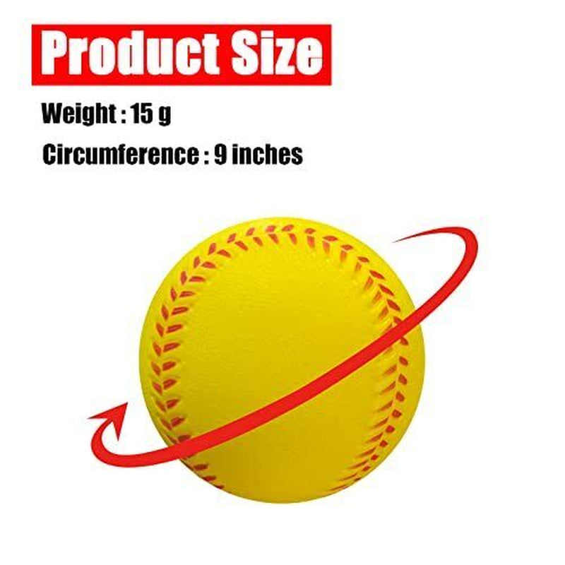 Soft Baseballs, Foam Training Baseball 12 Pack for Kids Yellow Foam Baseball